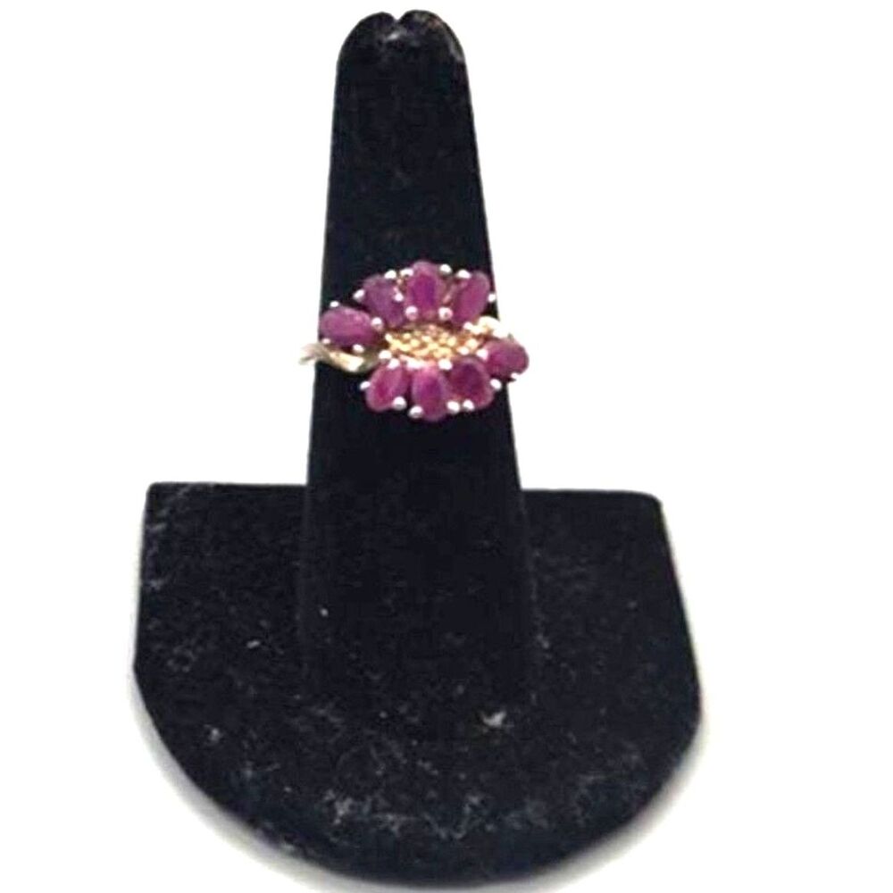 173 -Sterling Silver Ruby Ring With Diamond Chips… - image 3